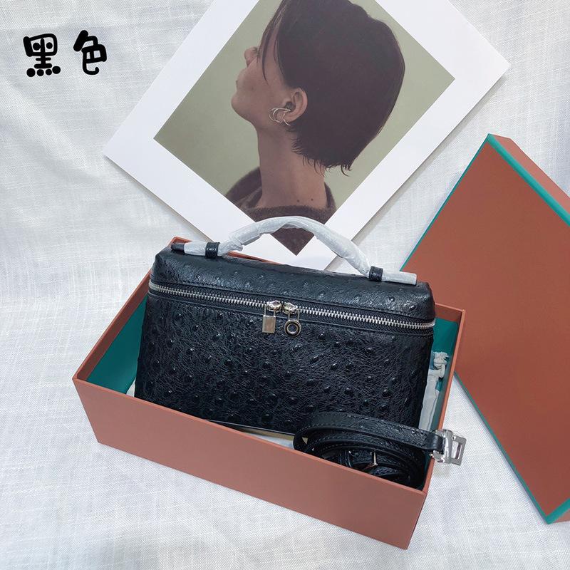 Top layer cowhide L19 ostrich pattern lunch box bag gigi same leather women's bag handbag simple shoulder crossbody bag