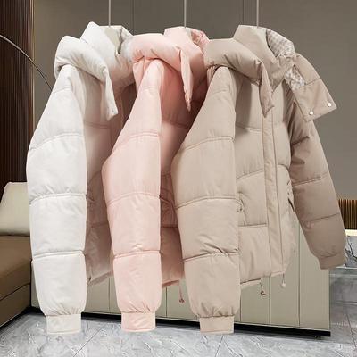 Autumn Winter Thicken Warm Parka Women  Solid Color Big Pocket Loose Short Hooded Coat Jackets Outwear