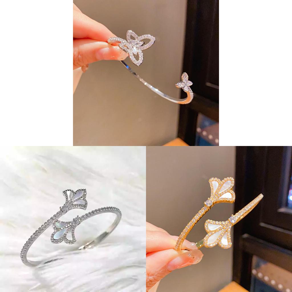 Gold Silver Plated Zircon Iris Bloom Cuff Bracelet For Stylish Office Accessories