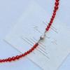 Retro National Style Natural Pink Crystal Contrasting Color Blue Quartzite Jade Natural White Crystal Necklace Neck Chain Lock