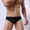 New men's ice silk sexy briefs, sexy silky smooth thin fashion solid color triangle bathrobe matching