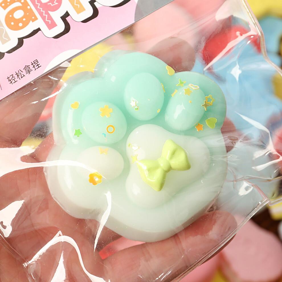 Soft Cat Paw Squishy Toys – Handmade Silicone Kawaii Taba Toys for Stress Relief, Anxiety Squeeze Fidget, Light Green