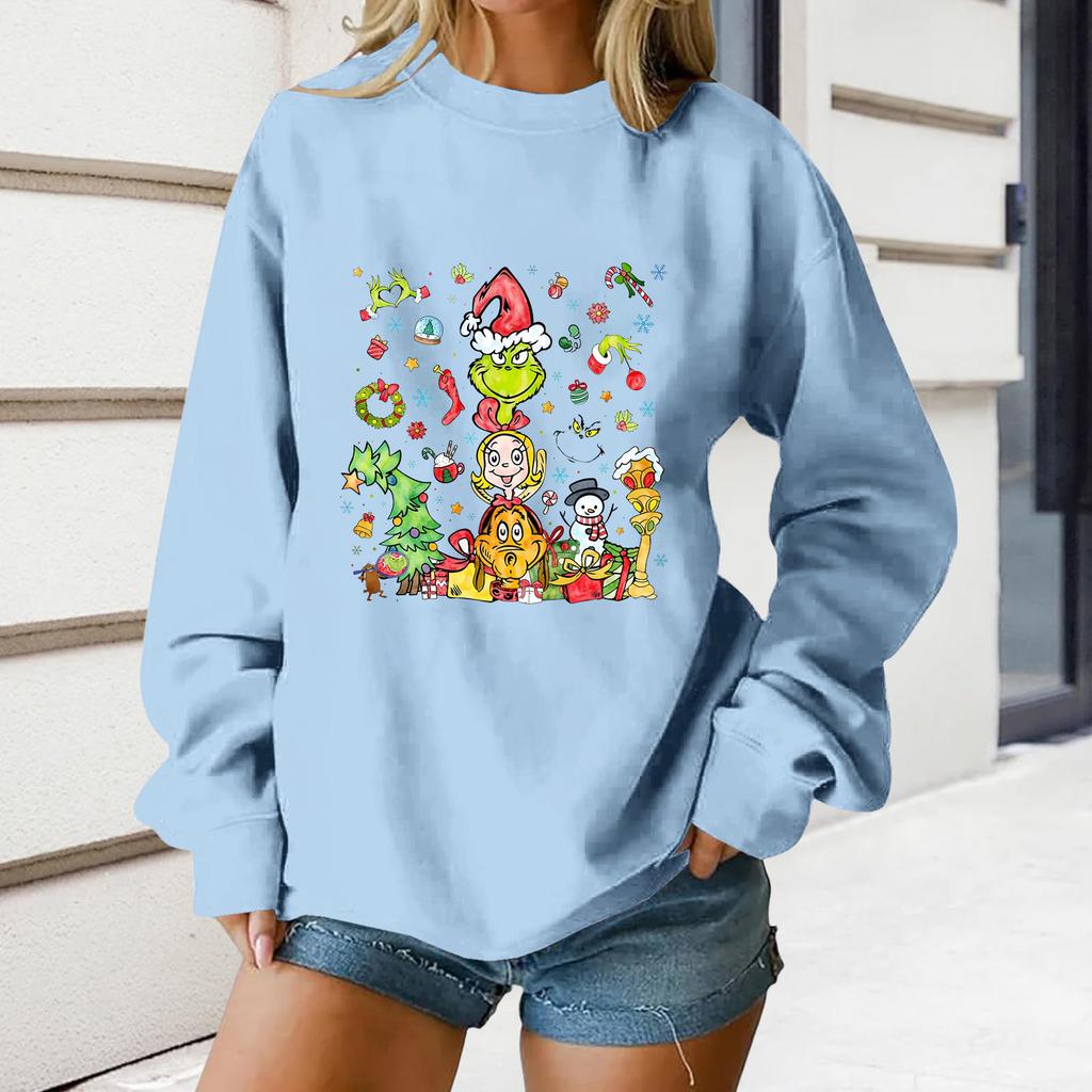 Women's Loose Comfortable Casual Fashionable Character Printing Round Neck Long Sleeved Sweatshirt