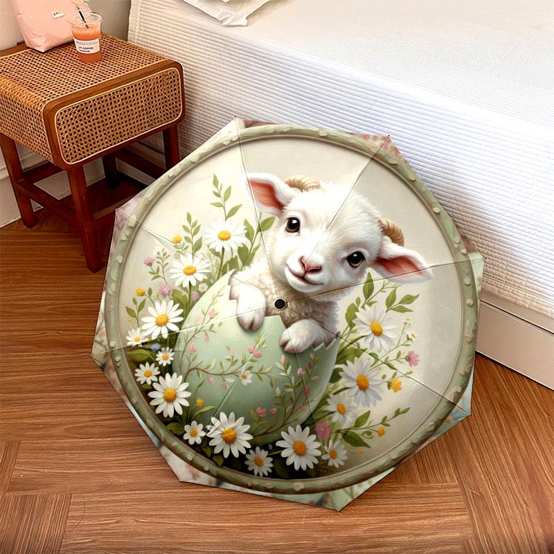 Cute Easteranimals Pattern Pattern New Style Umbrella, 1 Piece Automatic Folding Umbrella, Portable Travel Umbrella, Outdoor Umbrella, Birthday Gift