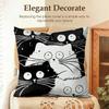 Fashion Art Line Cat Cushion Cover Natural Linen Organic Fabric DoubleSided Printing Sofa Home Decor Gift Pillow Case