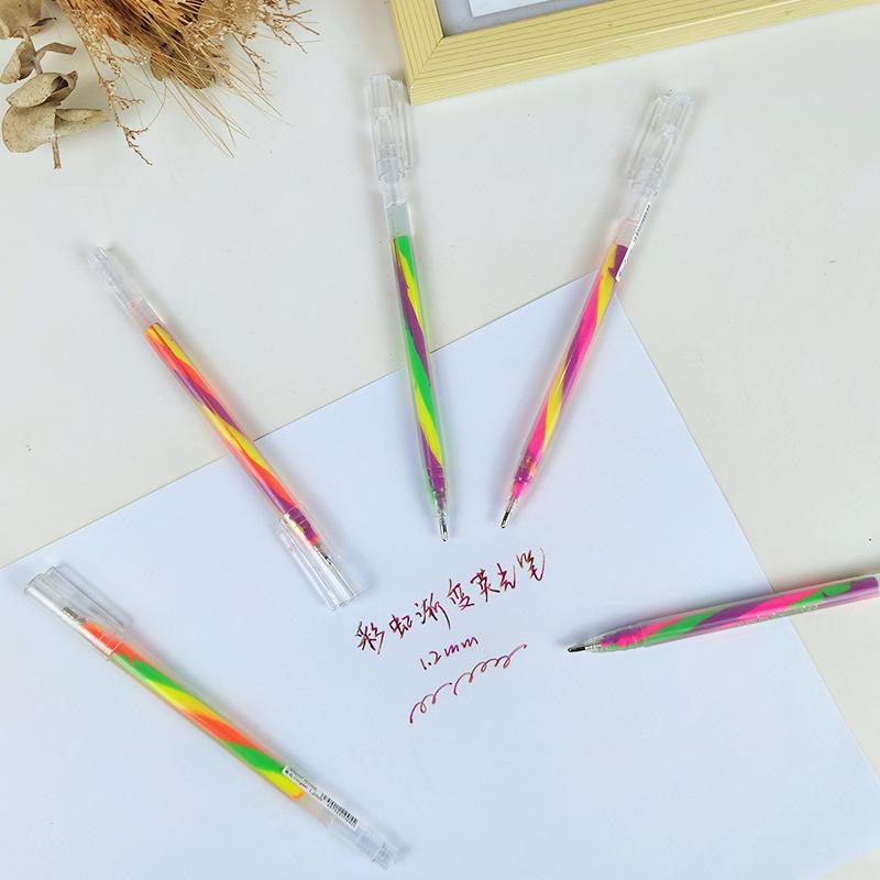 Three-Color Gradient Rainbow Pen - Dreamy Rotating Neutral Marker for Students