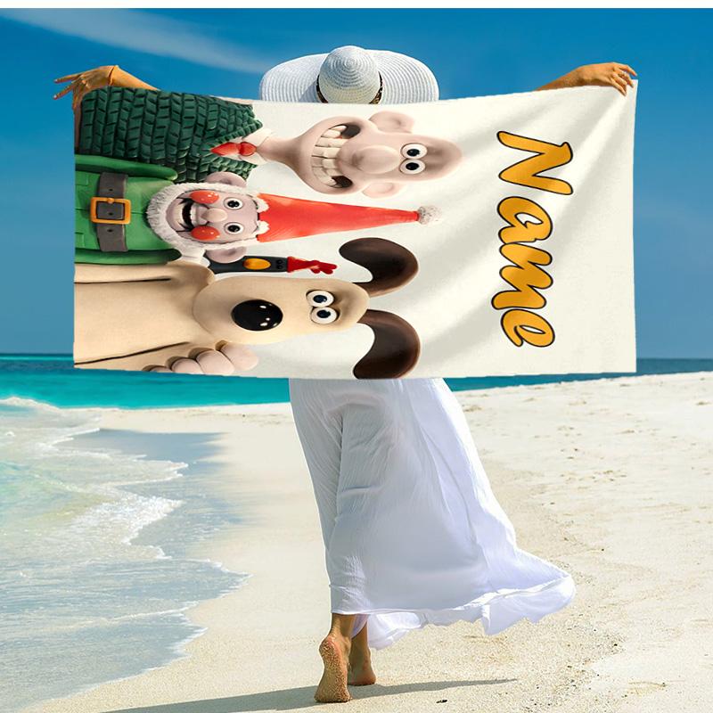 Personalized Customized Proof Beach Towel with Wallace and Gromit Pattern - Soft, Absorbent,quick-drying,perfect Swimming,camping&bathing