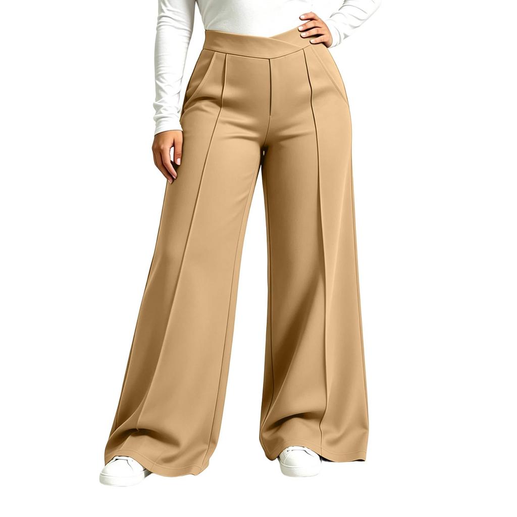 Women's Plus Size Stylish Flowy Pants with Side Pockets for Casual Athletic Wear