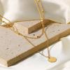 18K Gold Plated Double Layer Pendant Necklace Stainless Steel Bead Chain Disc Pendant Neck Chain Versatile Necklace