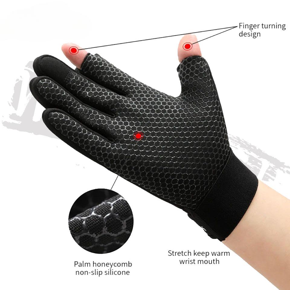 Zimní rybářské rukavice Dva prsty Otevírací Bezprsté rukavice Rukavice Rybaření Cyklistika Protiskluzové Vodotěsné Teplé Zimní