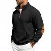 Men's Half-Zip Hoodie Long Sleeve Loose Fit Sweatshirt Pullover with Double Stitching and Paneled Design
