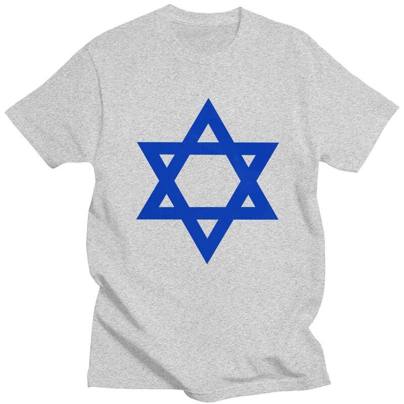 Individuelles Cooles Davidstern Israel Flagge T-Shirt Herren Kurzarm Reines Baumwoll-T-Shirt Israelischer Stolz Tee Oberteile Streetwear T-Shirt