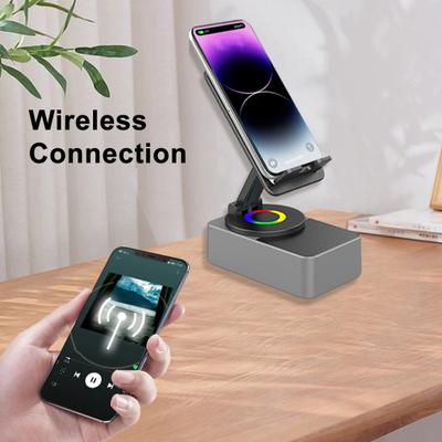 Handyständer Handyhalterung mit kabellosem Bluetooth-kompatiblem Lautsprecher & LED-Basis Surround-Sound Handyhalter für IPhone Zuhause Außenbereich