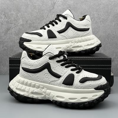 Codzienne buty sportowe Do chodzenia skórzane codzienne gruba podeszwa antypoślizgowe podwyższające męskie wiosna i jesień oddychające wulkanizowane buty