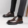 Men's business thick soled leather shoes Suit gentleman retro style Groom's wedding party Black brown Derby lace-up shoes
