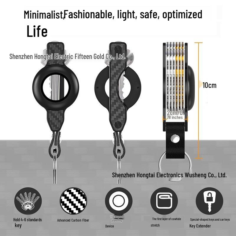 Aluminum Keychain Organizer with Airtag Tracker and Outdoor Storage Buckle