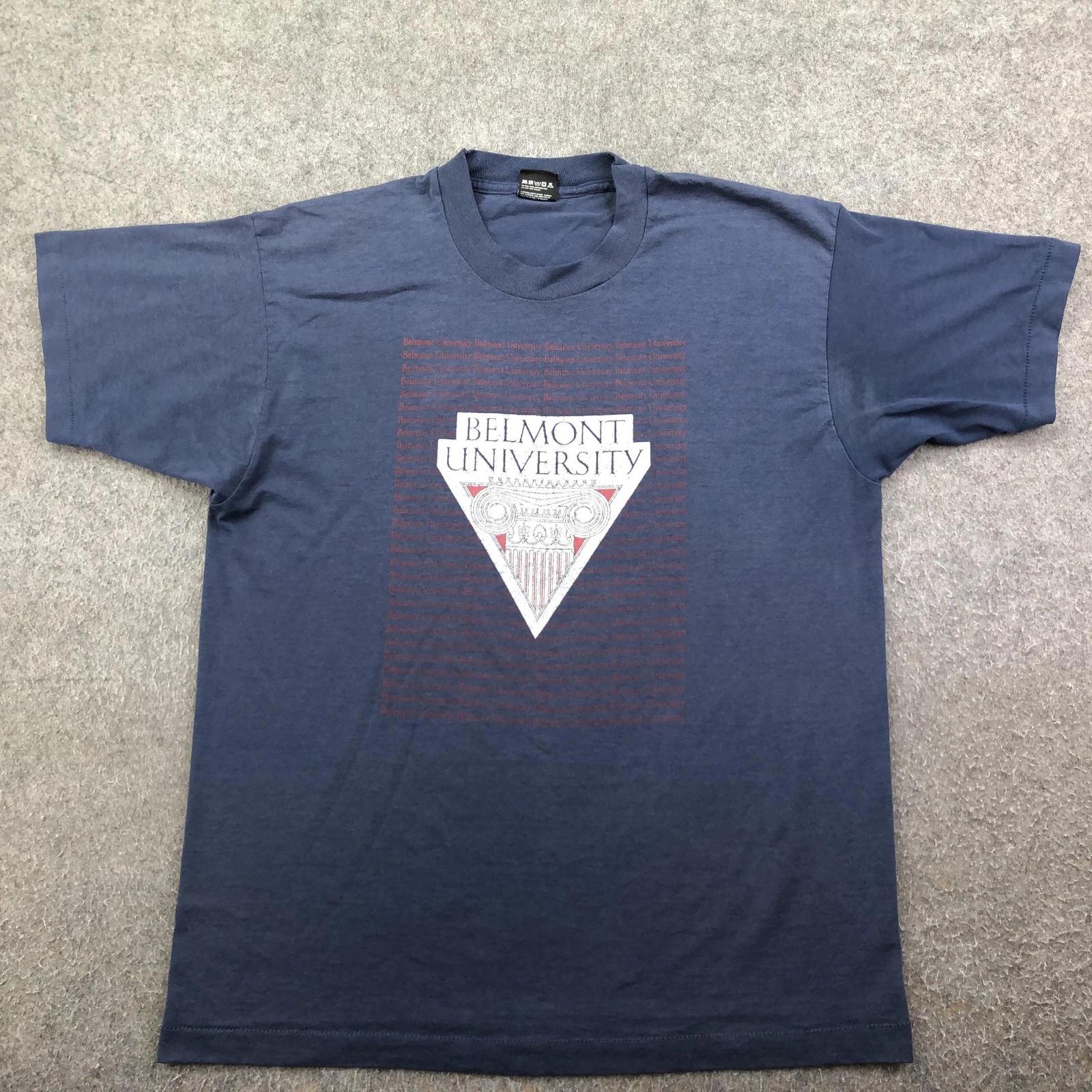 Vintage Belmont University Shirt Mens XL Blue College Graphic Tee USA Made 4XL