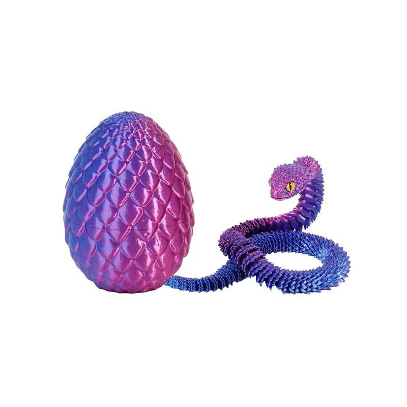 30cm 3D Printed Snake With 8.5cm Egg Mobility Simulate Snake Ornament Cool Funny Figurine For Home Office Desktop Home Decor