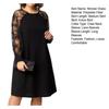 Summer Casual Lace Patchwork Dress Women Crew Neck Long Sleeve Loose A-line Midi Dress for Daily Vacation