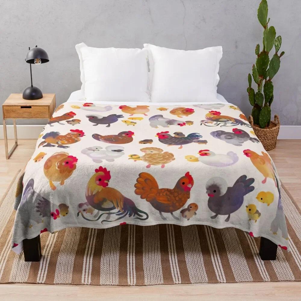 Cartoon Chicken Pattern Flannel Throw Blanket Egg Rooster Blanket Lightweight Warm Super Soft For Couch Sofa Bed Festival Gift