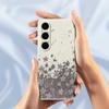 For Samsung Galaxy S25+ Case Grey Flowers Pattern Printing Straight Edge TPU Phone Back Cover