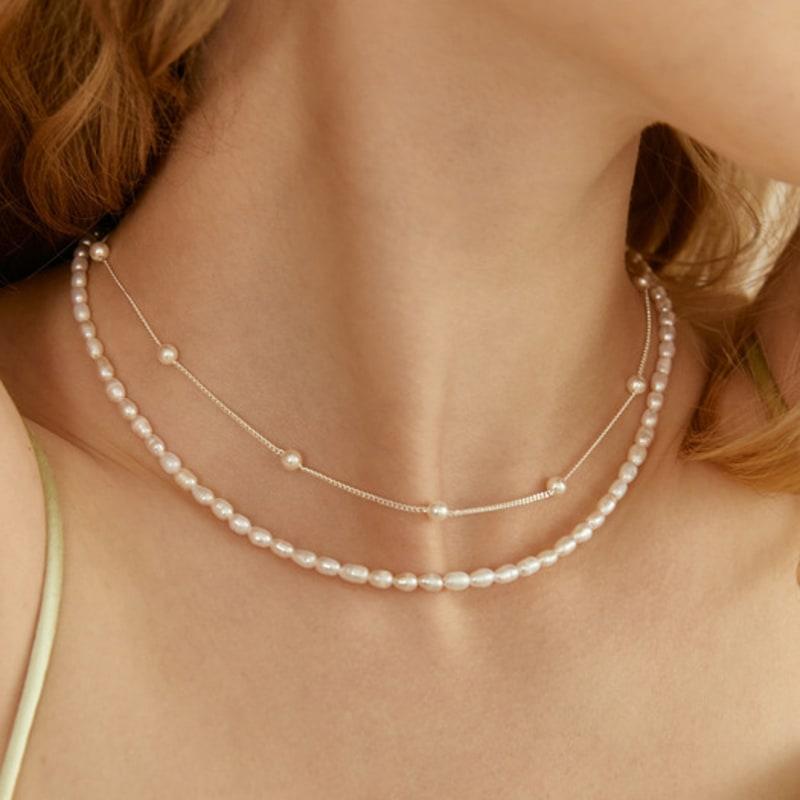 LUNNE Silver 3mm Pearl Curb Chain Necklace #LSN03