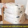 Large Capacity Transparent Window Quilt Storage Bag - Printed Cotton Bag for Clothes and Moving Organization
