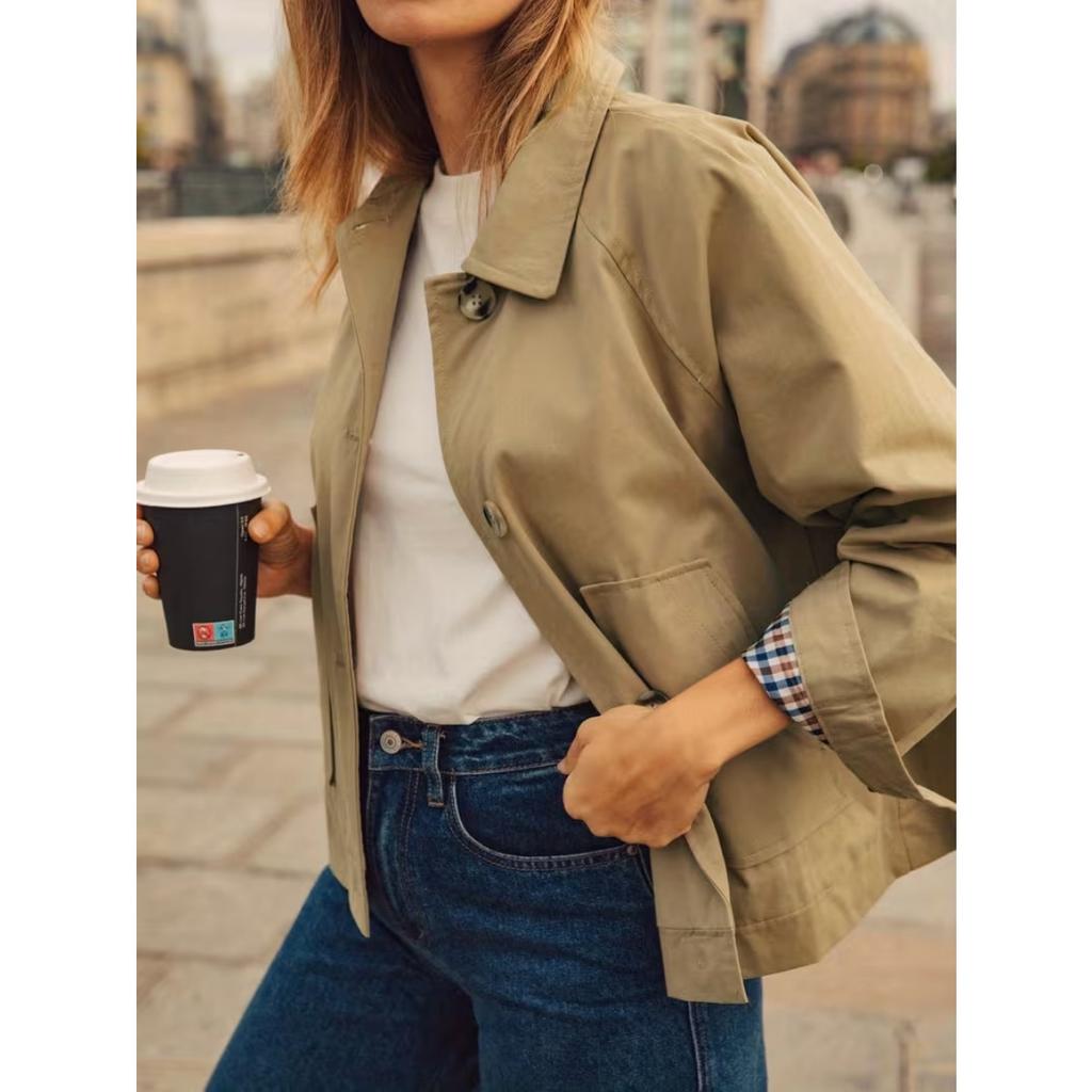 Autumn Winter New Women's Loose Solid Trench Coat With Pockets Lined Casual Outerwear For European American