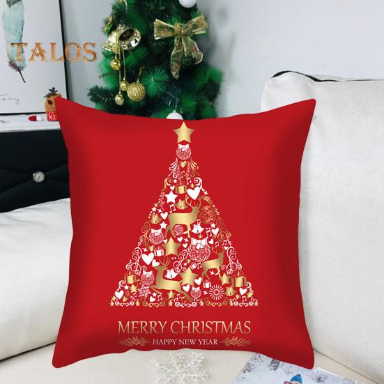 45x45CM Christmas Square Pillow Case Red Elk Snowflake Bell Stocking Star Zipper Reusable Sofa Bedroom Decoration Pillow Cushion Cover Party Supplies