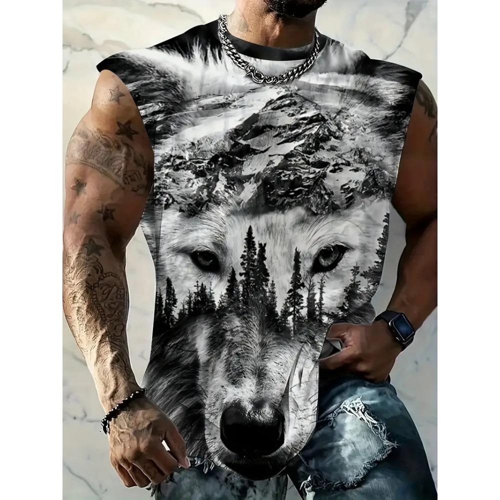 3D Creative Retro Motorcycle Print Outdoor T-shirt Sports Style Casual Breathable Round Neck Four-season Fitness Men's Vest