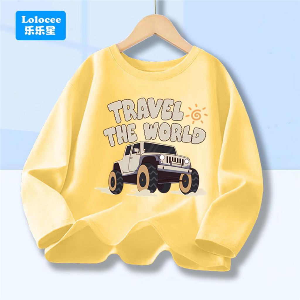 Off Road Cartoon Car Print Graphic Tops for Women, Spring Autumn Women's Long Sleeve Pickup Truck Tees