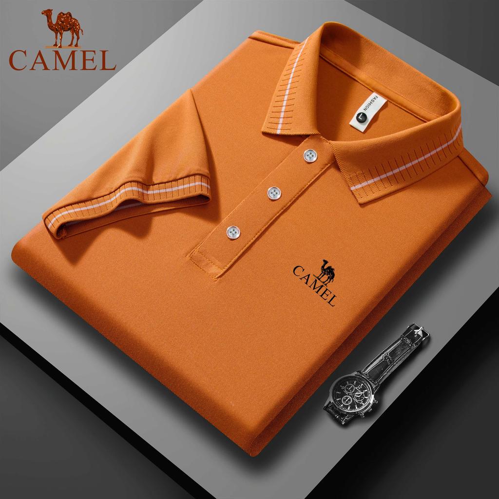 Camel 2025 Léto Nové Sport Neformální Golf Tričko s vyšívanou klopou Polokošile odvádějící vlhkost a odvod potu