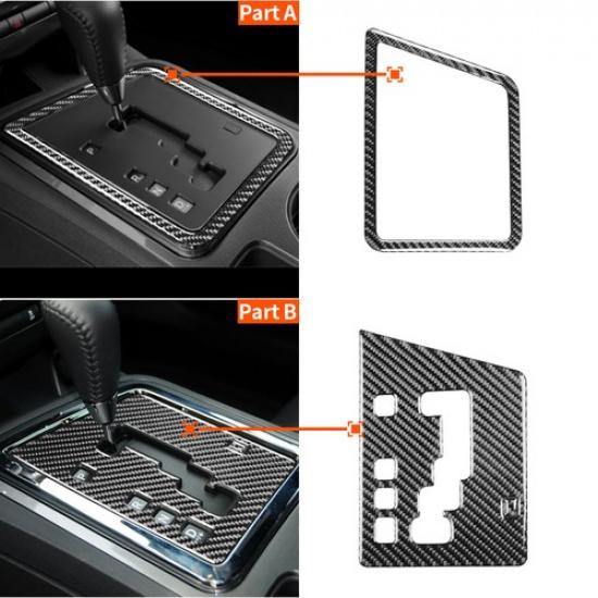 3Pcs Carbon Fiber Gear Shifter Panel Cover Trim For Dodge Challenger 2008-2014