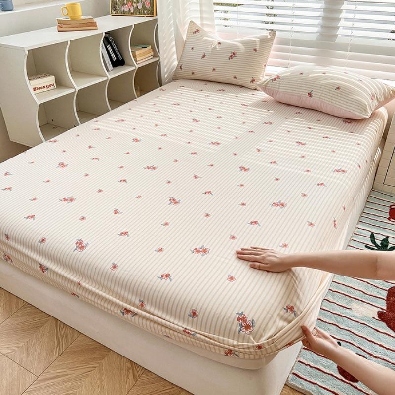 Machine Washable Fitted Sheet Non-Slip All-Inclusive Mattress Protective Cover Student Fitted Sheet 3-Piece Set 120x200cm 3pcs