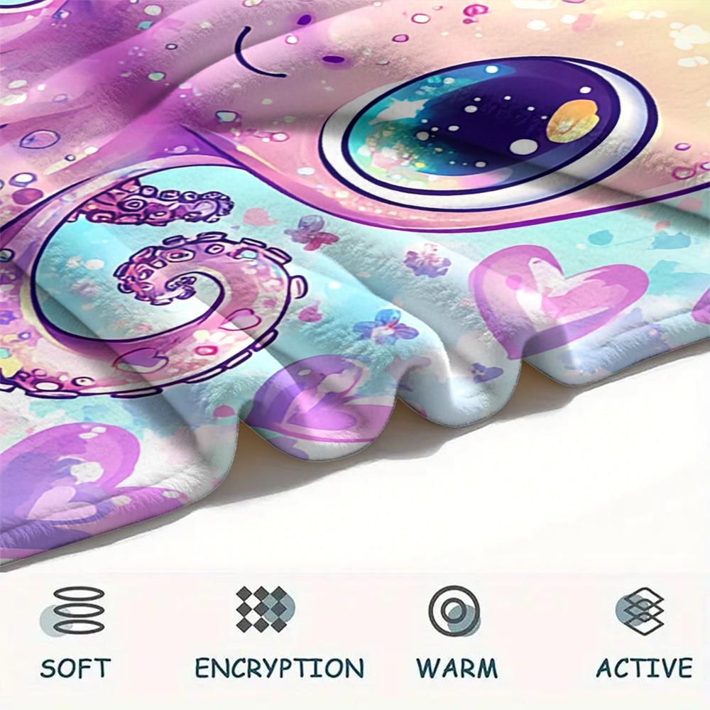 Octopus Print Flannel Blanket, High quality Comfortable for All Seasons, Home Decor, Warmth and Comfort, Perfect for Christmas Gifts
