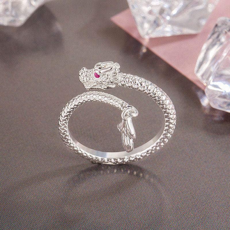New Waterproof Cool Trendy Gold Plated Copper Dragon Adjustable Tail Ring Unisex Fashion Jewelry Newyear Gifts For Women Men