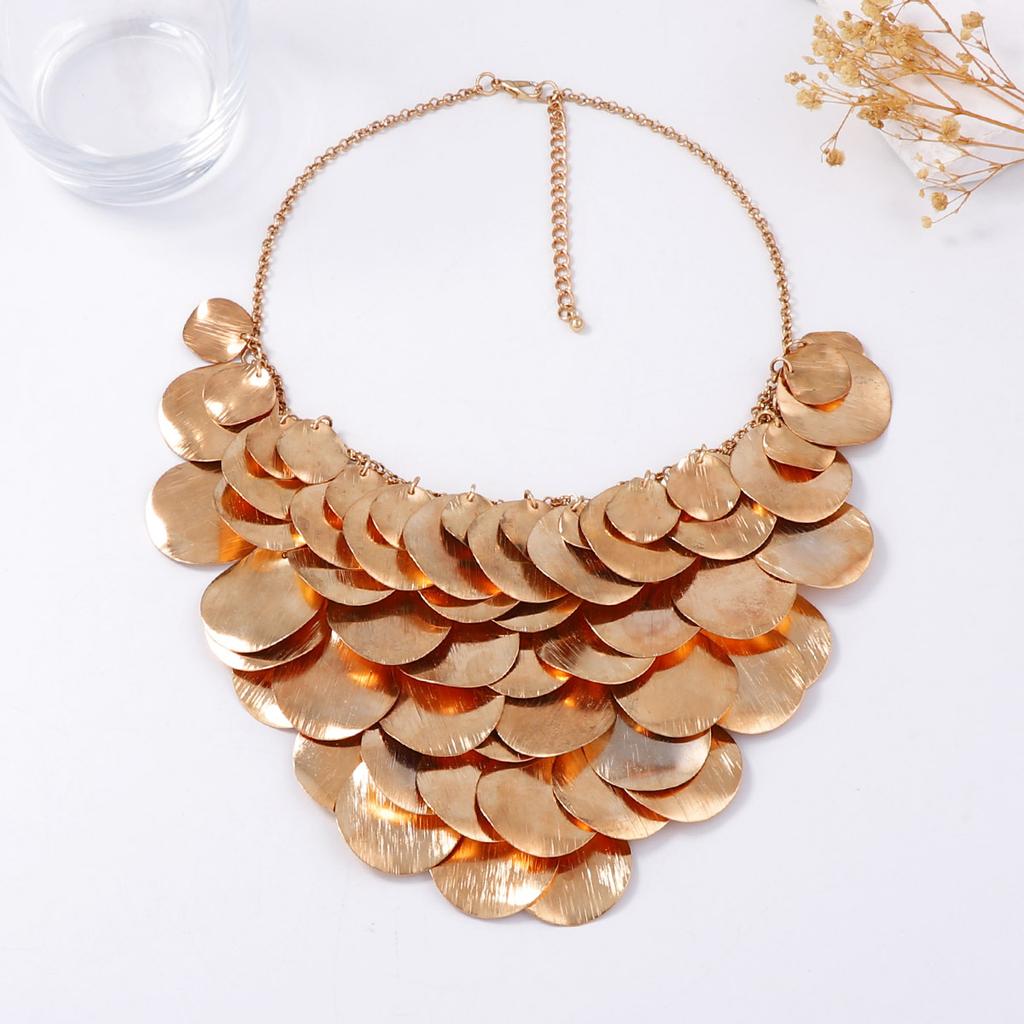 Hip-hop Punk Style Exaggerated Geometric Metal Sheet Laminated Bib Necklace Light Luxury High-end Cold Style Necklace
