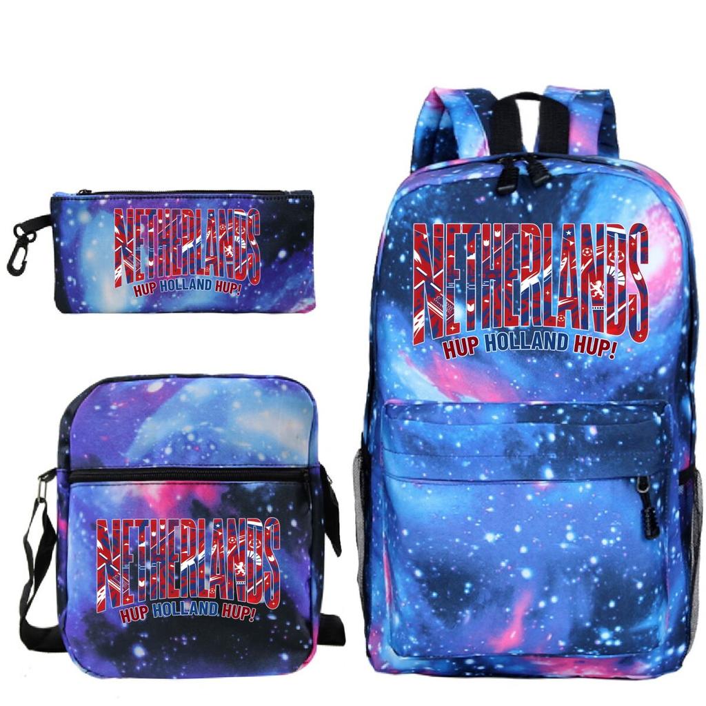 Vintage "Netherlands Hup Holland Hup" 3 In 1 Backpack Shoulder Bag Pencil Case Women Men Student Fashion Football Lover Bagpack