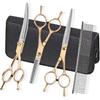 Grooming Kit for Dogs At Home, Fcysy Hair Scissors Thinning Shears Set for Dog Cat Pet Grooming, Curved Grooming Scissors Cat Trimming Scissors
