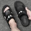 Summer 2022 Newest Fashion Men Shoes Vintage Quality Leather Non-Slip Beach Sandals Travel Slippers Black Brown Comfortable Light