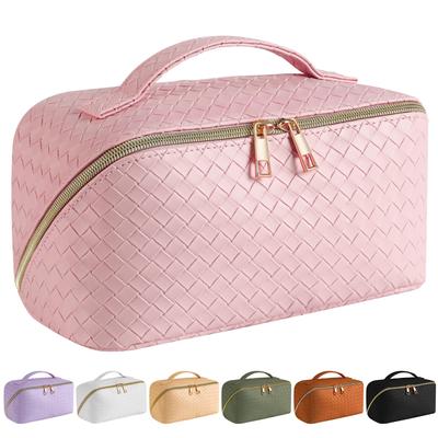 Großes Fassungsvermögen, Reise-Kosmetiktasche – Make-up-Tasche, wasserdichte Kosmetiktasche aus PU-Leder, tragbare Reise-Kosmetiktasche für Damen mit Griff