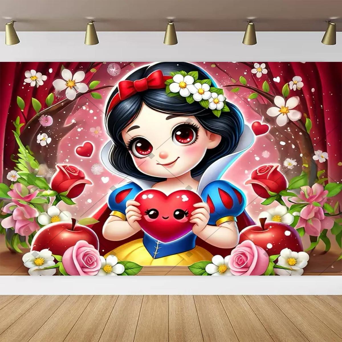 

BEPAN Snow White Theme Banner Background Customizable Photo Age Girls Birthday Party Baby Christening Party Decoration Background Prop Vinyl--W120xH80cm