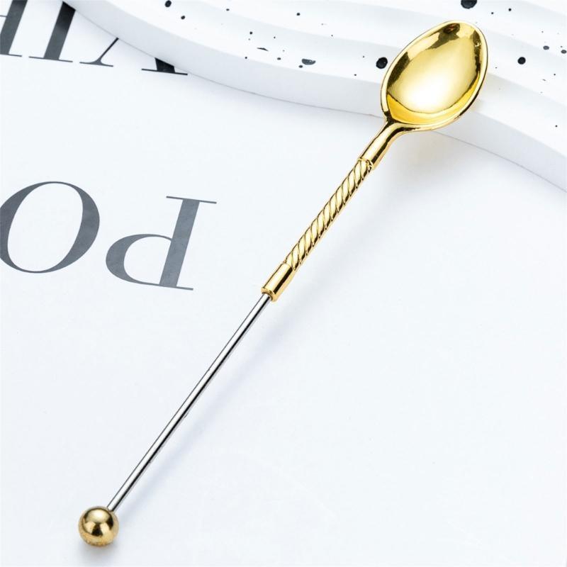 Artistic Metal Coffee Spoon Beaded Handle Perfect For Ice Cream Parlors Birthday Party Decorations Top Sale