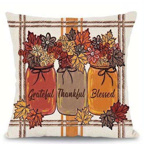 AutumnThemed Pumpkin And Fall Decor Pillows Pattern Cushion Cover Suitable For Sofa Bedroom Car Pillow Cover
