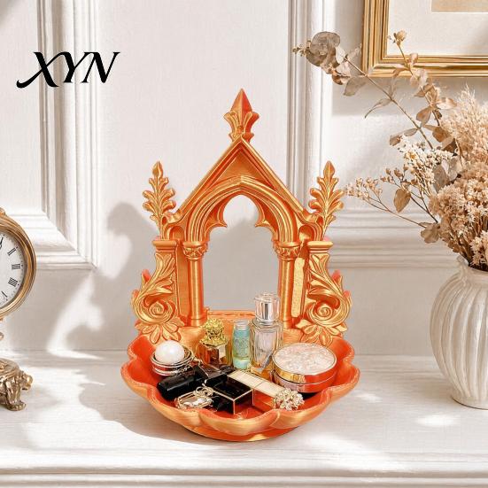 Retro Styl Uchwyt na Biżuterię Taca do Przechowywania, z Gotyckim Łukiem Perłowym Wzorem, Taca Light Luxury Tematyczny Organizer, na Pierścionki Kolczyki Naszyjniki Makaroniki