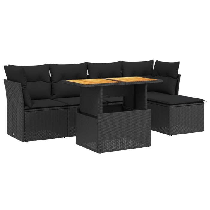 VidaXL Salon de Jardin avec Coussins 6 pcs, Canapés de Terrasse, Ensemble de Meubles de Patio, Mobilier d'Extérieur, Noir 3270803