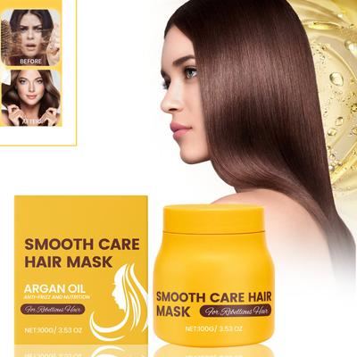 Pflegende Haarmaske, glättende Haarmaske, ohne Spülung, glättet Spliss und krauses Haar, enthält Arganöl, 100 g