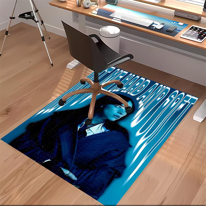 1pc Singer Billie Eilish1 Print Area Rug - Soft, Washable Non-Slip Indoor Mat for Office Chairs, Living Room, Home Office Decorative Rug