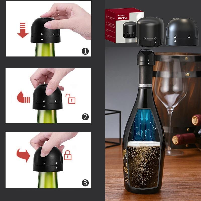 3pcs Vacuum Wine Stoppers Reusable Wine Bottle Stoppers Champagne Sealer Cap Set Leak Proof Preserver For Wine Plug Bar Accessories