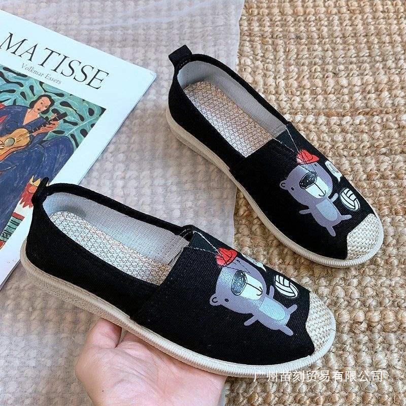 Spring cloth shoes one pedal flat-bottomed lazy fisherman breathable canvas single shoes